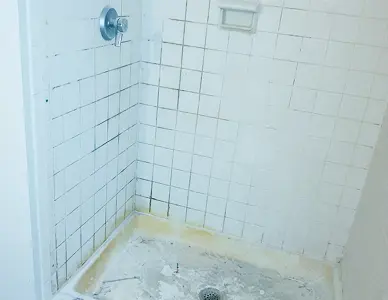 rusted shower stall